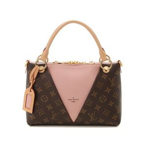 Louis Vuitton V Tote BB Shoulder Bag Monogram Rose Poodle Brown